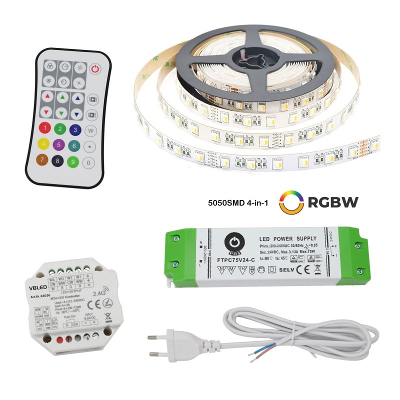 24VDC RGBWW LED Strip light 5m Kit 24VDC RGBWW LED Strip light 5m Kit