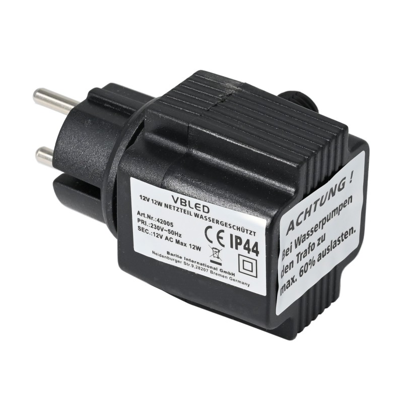 Outdoor plug-in power supply unit constant voltage / 12V AC / 12W / IP44 Outdoor plug-in power supply unit constant voltage / 12V AC / 12W / IP44