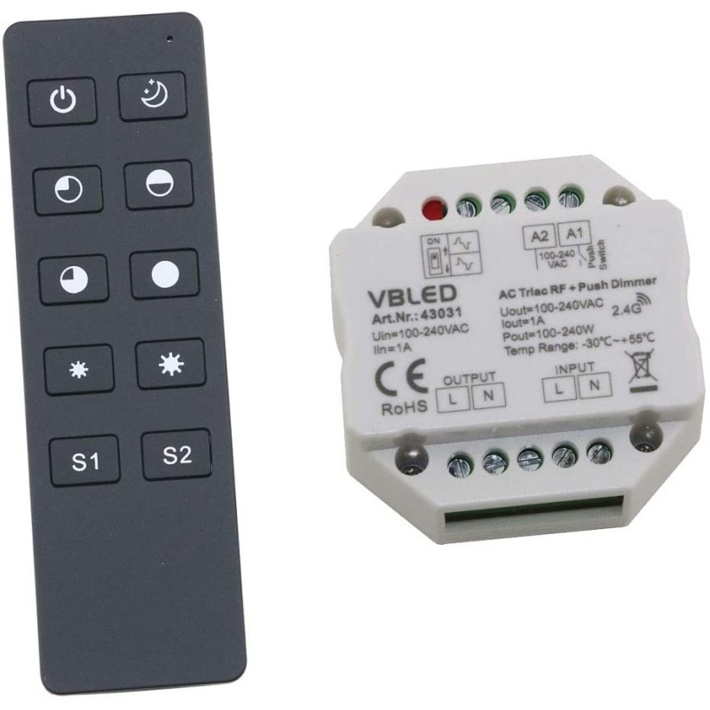 2.4G RF 230V AC LED Dimmer System 1 Channel Remote Control with Dimmer 2.4G RF 230V AC LED Dimmer System 1 Channel Remote Control with Dimmer