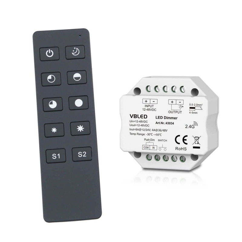 VBLED "INATUS" SET - Dimmer 12-48V DC incl 1-channel remote control VBLED "INATUS" SET - Dimmer 12-48V DC incl 1-channel remote control