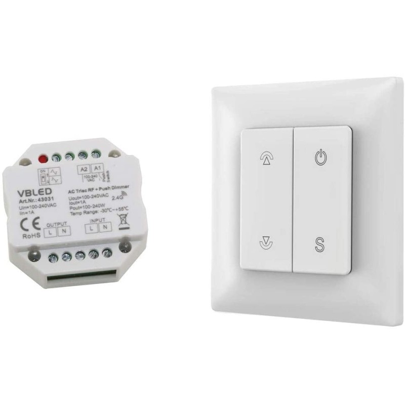 "Inatus" RF light switch wall remote control switch KIT incl. dimmer - 230V - Max 1A "Inatus" RF light switch wall remote control switch KIT incl. dimmer - 230V - Max 1A