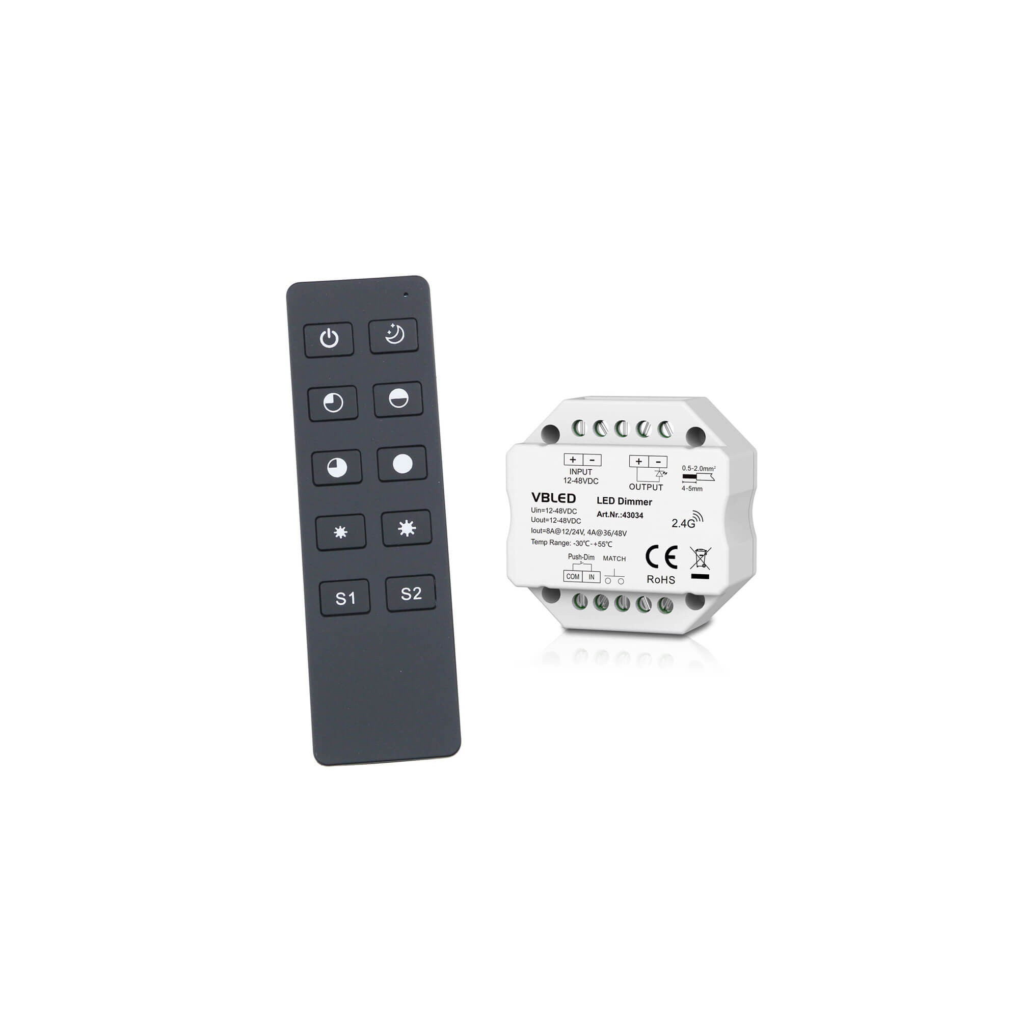 VBLED "INATUS" SET - Dimmer 12-48V DC incl 1-channel remote control
