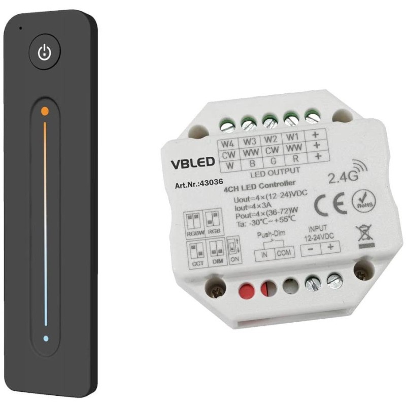"INATUS" SET - Wireless Dimmer Controller for CCT Dual Colour Tunable White LED Strips 12-24V DC "INATUS" SET - Wireless Dimmer Controller for CCT Dual Colour Tunable White LED Strips 12-24V DC