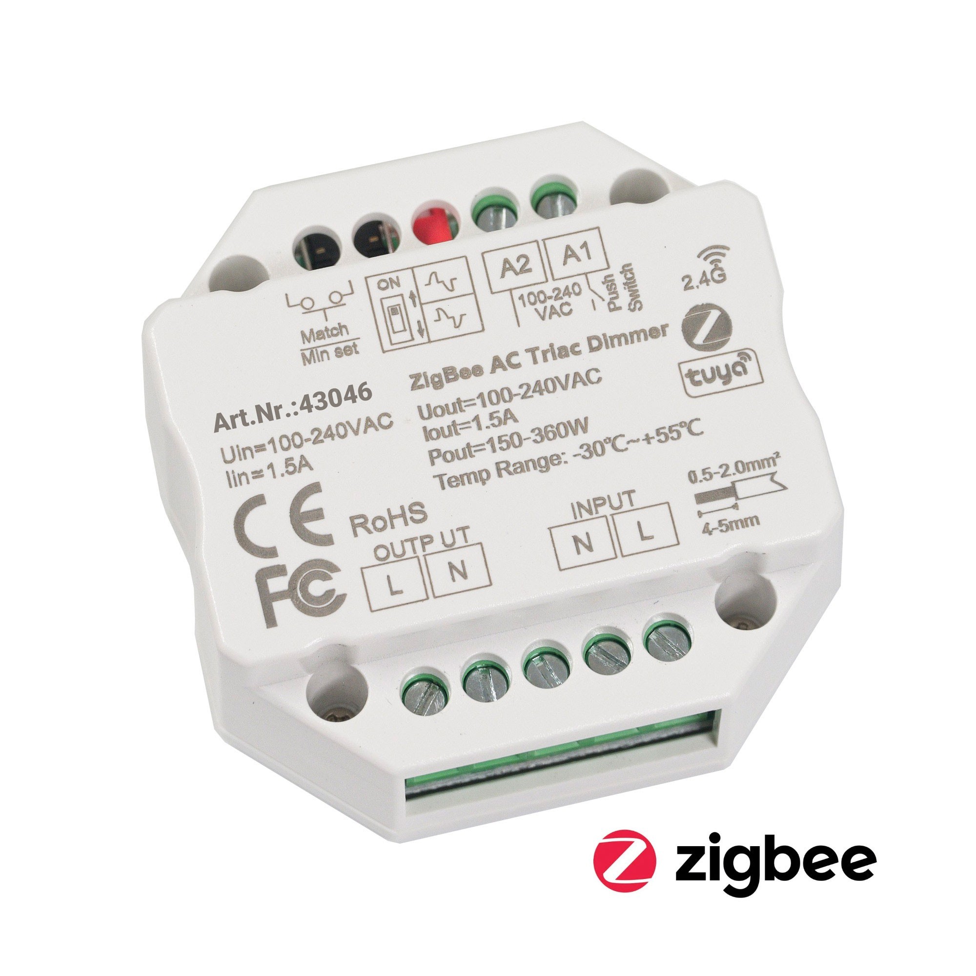 Controllore ZigBee 230V Attuatore di dimmerazione da incasso Interruttore di dimmerazione max. 200W LED 400W alogeno