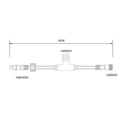 T-connector for the Gartus System IP65 34cm 12V for outdoor use