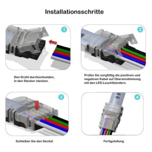 Professional RGBW LED Strip Connectors - Cable Connectors 12mm 5 PIN without soldering