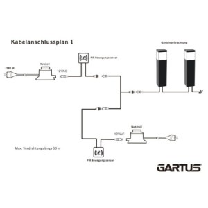 Gartus 2-way Y-distributor cable 12V for outdoor use