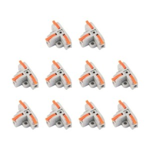 T-shaped crimp cable connector with fixing screws