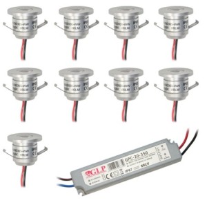 LED aluminium mini recessed spotlight IP65 water-protected - (set of 9)