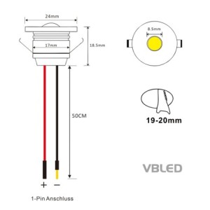 Set of 10 1W LED aluminium mini recessed spotlights warm white with dimmable power supply - Black