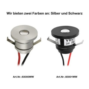 1W LED Mini Recessed Spotlight "ALDYNE" Black 3VDC 350mA 3000K