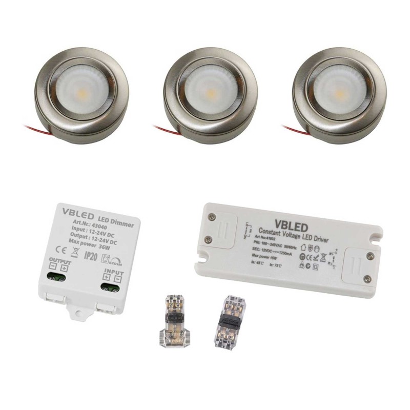 EZDIM Set of 3 LED Cabinet Kitchen Under-Cabinet Light with Power Supply and EZDIM EZDIM Set of 3 LED Cabinet Kitchen Under-Cabinet Light with Power Supply and EZDIM