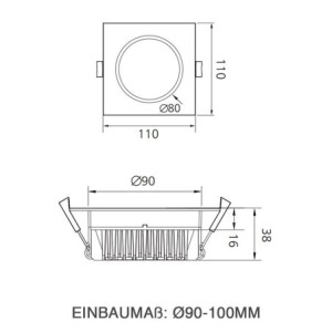 VBLED LED recessed luminaire "Ocean II S" - 13W