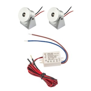 Set of 2 1W Mini Surface Mounted Spotlights Rotating & Swivelling 80lm warm white