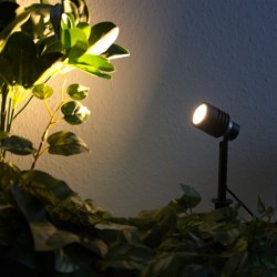 Gartenstrahler mit wechselbarem LED Leuchtmittel Schwarz 12V AC/DC 6W 3000K Warmweiß