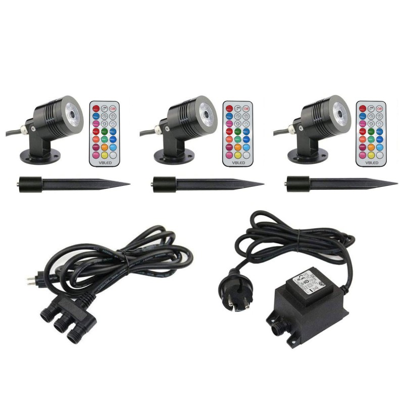 Gartus® RGB+W Garden Spotlight 10W 12V Plug&Play Set of 3 with Transformer Gartus® RGB+W Garden Spotlight 10W 12V Plug&Play Set of 3 with Transformer