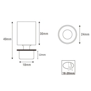 LED Mini Recessed Spotlight "TINI" 1W Rotating & Swivelling