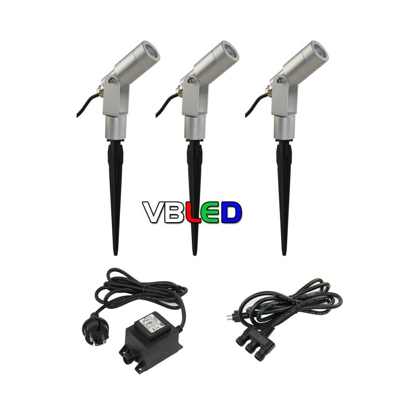 Set of 3W garden spotlights "Flavius" warm white 12V silver Set of 3W garden spotlights "Flavius" warm white 12V silver