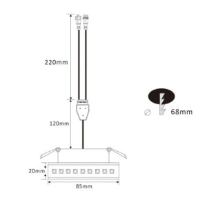 6W RGB+WW 12V DC LED recessed luminaires with input and output cable connection