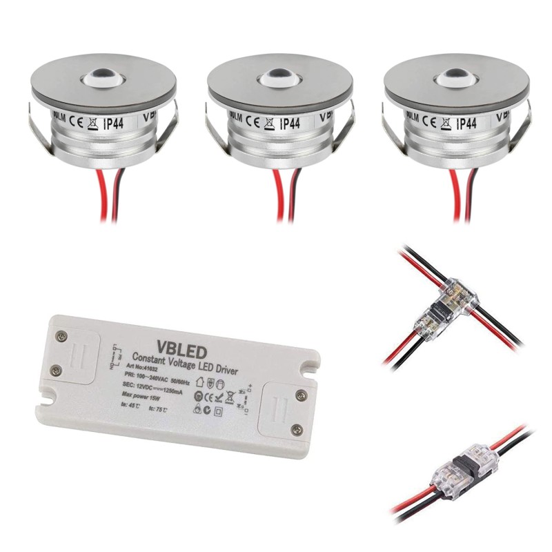 Set of 3W mini recessed spotlights "NOVOS" warm white 3000K 12V DC Warm white Incl.LED transformer Set of 3W mini recessed spotlights "NOVOS" warm white 3000K 12V DC Warm white Incl.LED transformer
