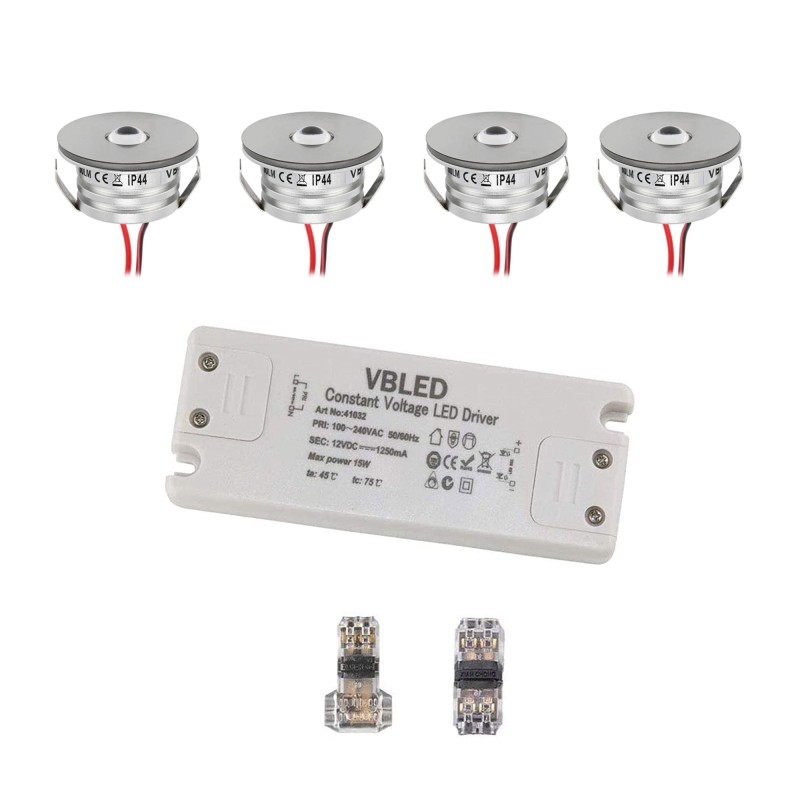 Set of 4 3W "NOVOS" mini recessed spotlights warm white 3000K 12V DC incl. LED transformer Set of 4 3W "NOVOS" mini recessed spotlights warm white 3000K 12V DC incl. LED transformer