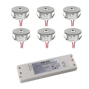 Set di 6 mini faretti da incasso 3W "NOVOS" bianco caldo 3000K 12V DC Bianco caldo Incl. trasformatore LED