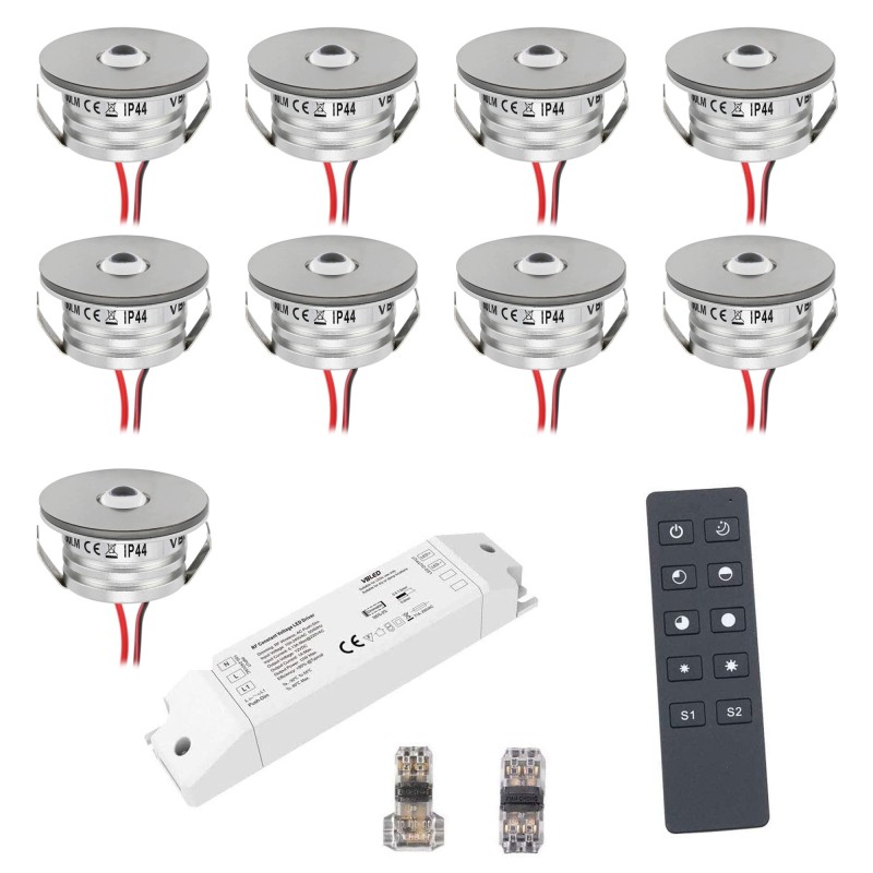 9er Wireless Set 3W Mini Recessed Spot Recessed Spotlight "NOVOS" 3000K incl.LED Transformer and Connector 9er Wireless Set 3W Mini Recessed Spot Recessed Spotlight "NOVOS" 3000K incl.LED Transformer and Connector