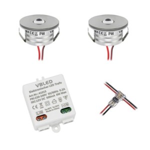 Set of 2 3W Mini recessed spotlights Recessed spotlight "NOVOS" 3000K 12V DC Warm white Incl.LED transformer