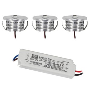 Set of 3 "Pialux" mini recessed spotlights 3W 700mA 190lm warm white waterproof