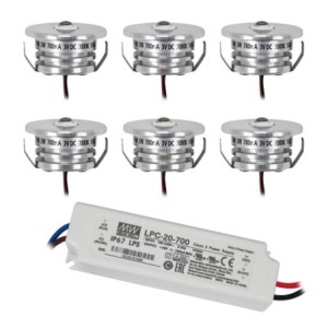 Set of 6 "Pialux" mini recessed spotlights 3W 700mA 190lm warm white waterproof