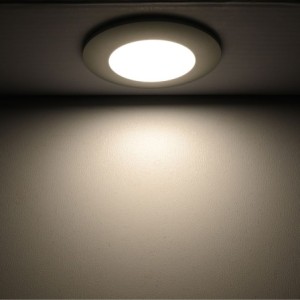 Set of 3 wireless LED recessed spotlights 12VDC 3W 3000K warm white aluminium recessed furniture luminaire