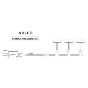 Set of 4 LED recessed spotlights 12VDC 3W 3000K warm white aluminium Recessed furniture luminaire