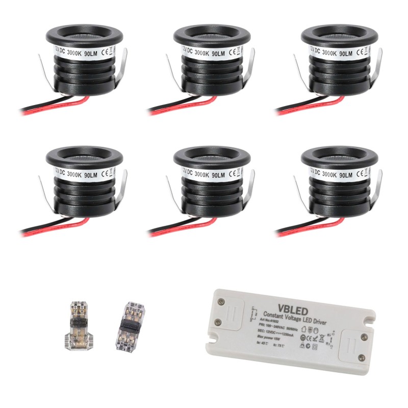 6 KIT "VISUM" 1W Recessed Mini Spot IP65 Warm White Incl. 12V LED Transformer 6 KIT "VISUM" 1W Recessed Mini Spot IP65 Warm White Incl. 12V LED Transformer