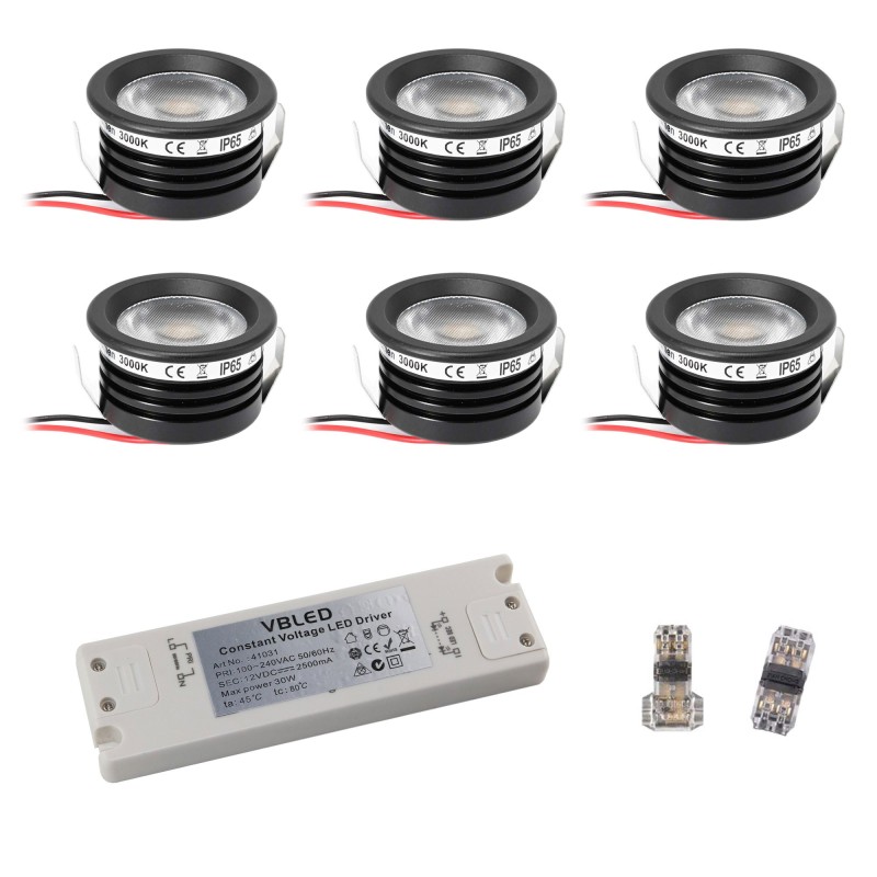 6 KIT "FORTIS" 3W LED aluminium mini recessed spotlight warm white with power supply 12VDC 6 KIT "FORTIS" 3W LED aluminium mini recessed spotlight warm white with power supply 12VDC
