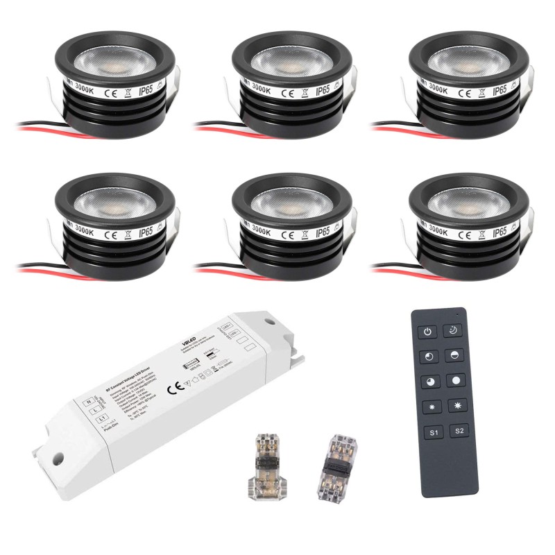 6 KIT "FORTIS" 3W LED aluminium mini recessed spotlight warm white with RF radio power supply 12VDC 6 KIT "FORTIS" 3W LED aluminium mini recessed spotlight warm white with RF radio power supply 12VDC
