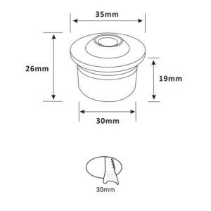 1W LED Mini Recessed Spot - "FOCOS" Minispot - 12V DC - IP20 - 3000K - Swivel - Silver