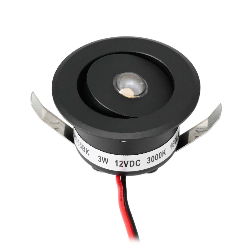 3W LED Mini Recessed Spot - "OCULOS" Minispot - 12V DC - IP44 - 3000K - Swivel - Black 3W LED Mini Recessed Spot - "OCULOS" Minispot - 12V DC - IP44 - 3000K - Swivel - Black