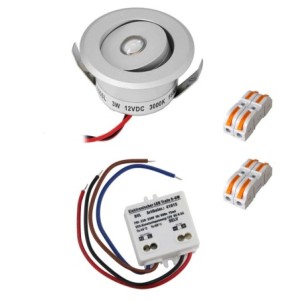 Set of 1 3W LED mini recessed spotlight - "OCULOS" Minispot 3000K with power supply Silver