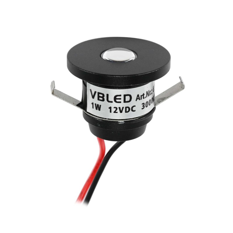 1W VBLED LED Mini recessed spotlight "ALDYNE" black - 12VDC - IP44 - 3000K 1W VBLED LED Mini recessed spotlight "ALDYNE" black - 12VDC - IP44 - 3000K