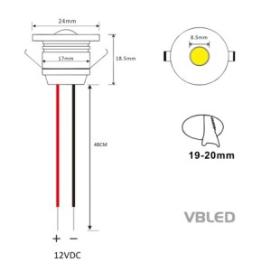 Set of 2 1W LED mini recessed spotlights "ALDYNE" black - 12VDC with LED transformer