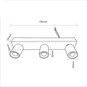 LED 3x1W warm white surface-mounted ceiling spot Rotating & swivelling