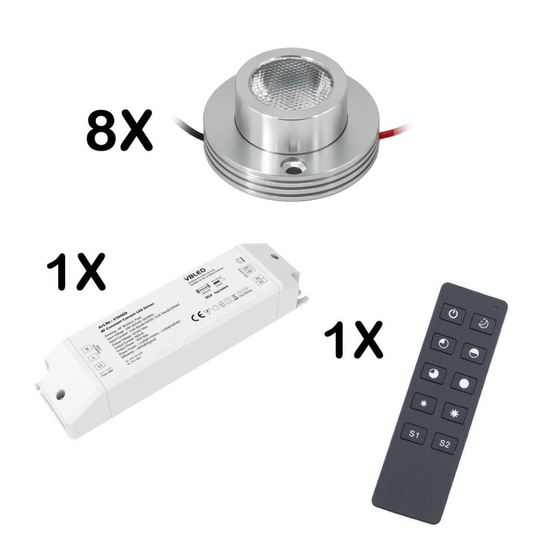 8er FUNK KIT - 1W LED surface mounted spotlight "CYLINDRO" ceiling spot 3V 3000K 8er FUNK KIT - 1W LED surface mounted spotlight "CYLINDRO" ceiling spot 3V 3000K