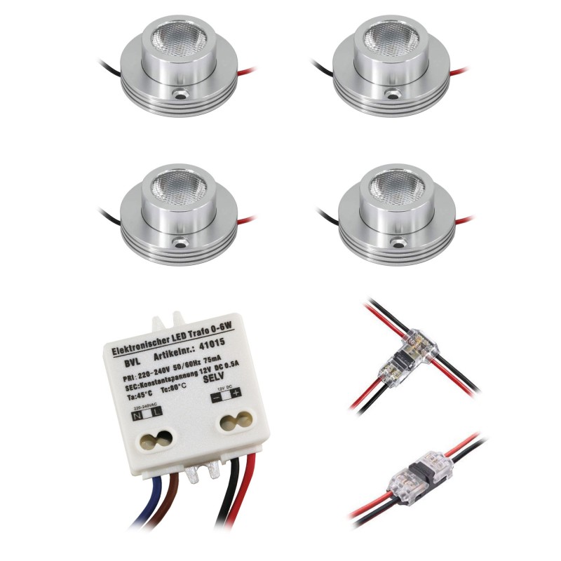 KIT of 4 - 1W LED surface mounted spotlight "CYLINDRO" Ceiling 12VDC 3000K KIT of 4 - 1W LED surface mounted spotlight "CYLINDRO" Ceiling 12VDC 3000K