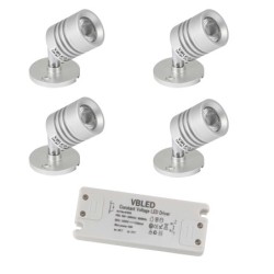 SET di 4 apparecchi LED "ESKINAR" per montaggio a parete/soffitto 3000K 3W
