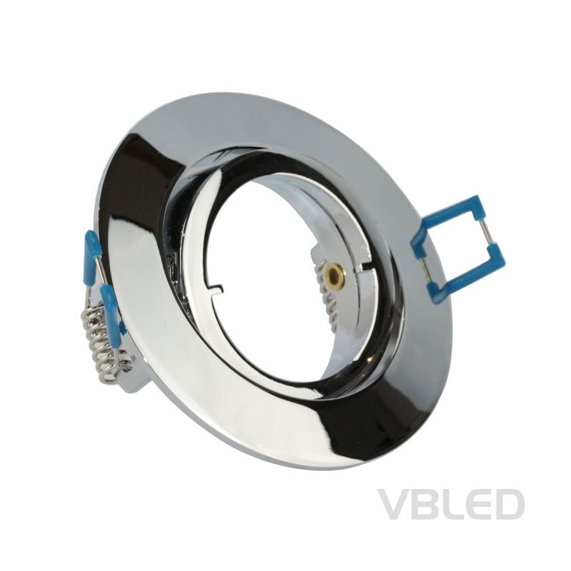 LED mounting frame made of aluminium - chrome look - round - shiny - swivelling LED mounting frame made of aluminium - chrome look - round - shiny - swivelling