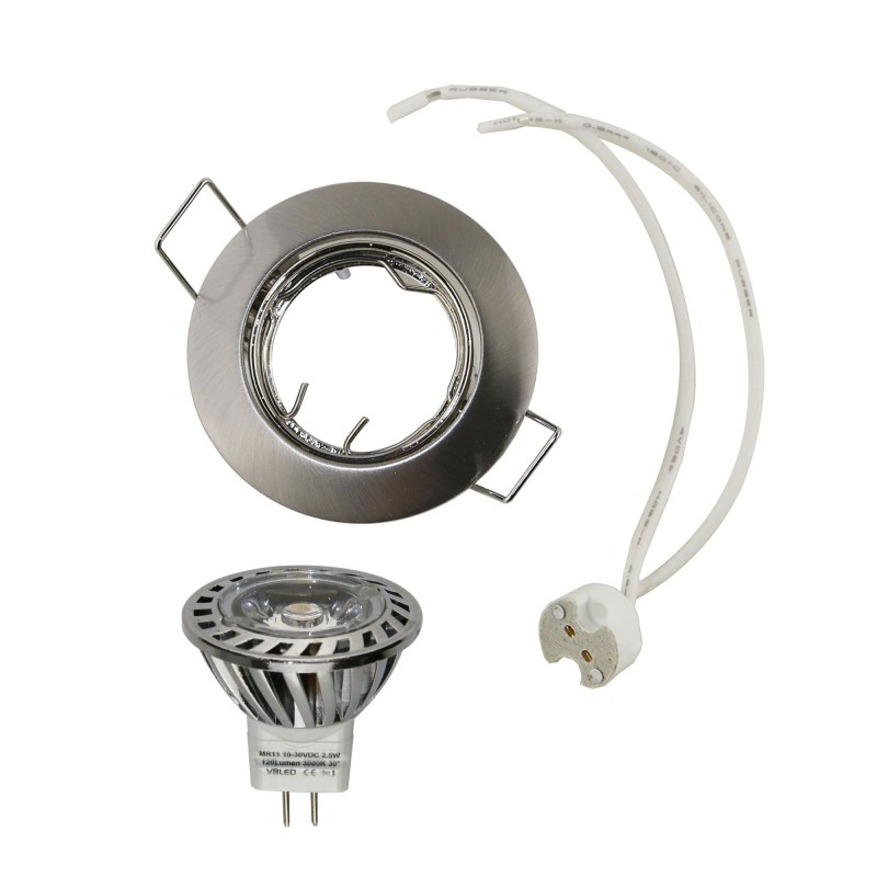 LED recessed spotlight set incl. illuminant 1.8W, WW, 12V, MR11, GU4, quick-release fastener, aluminium, swivelling LED recessed spotlight set incl. illuminant 1.8W, WW, 12V, MR11, GU4, quick-release fastener, aluminium, swivelling
