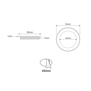 LED recessed luminaire slim black 3000K - 0,9W - ultra flat 12V DC