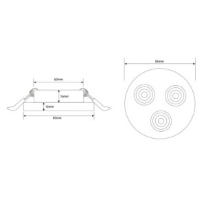 LED recessed spotlight 12VDC DIMMBAR 6W 3000K front & side shinning