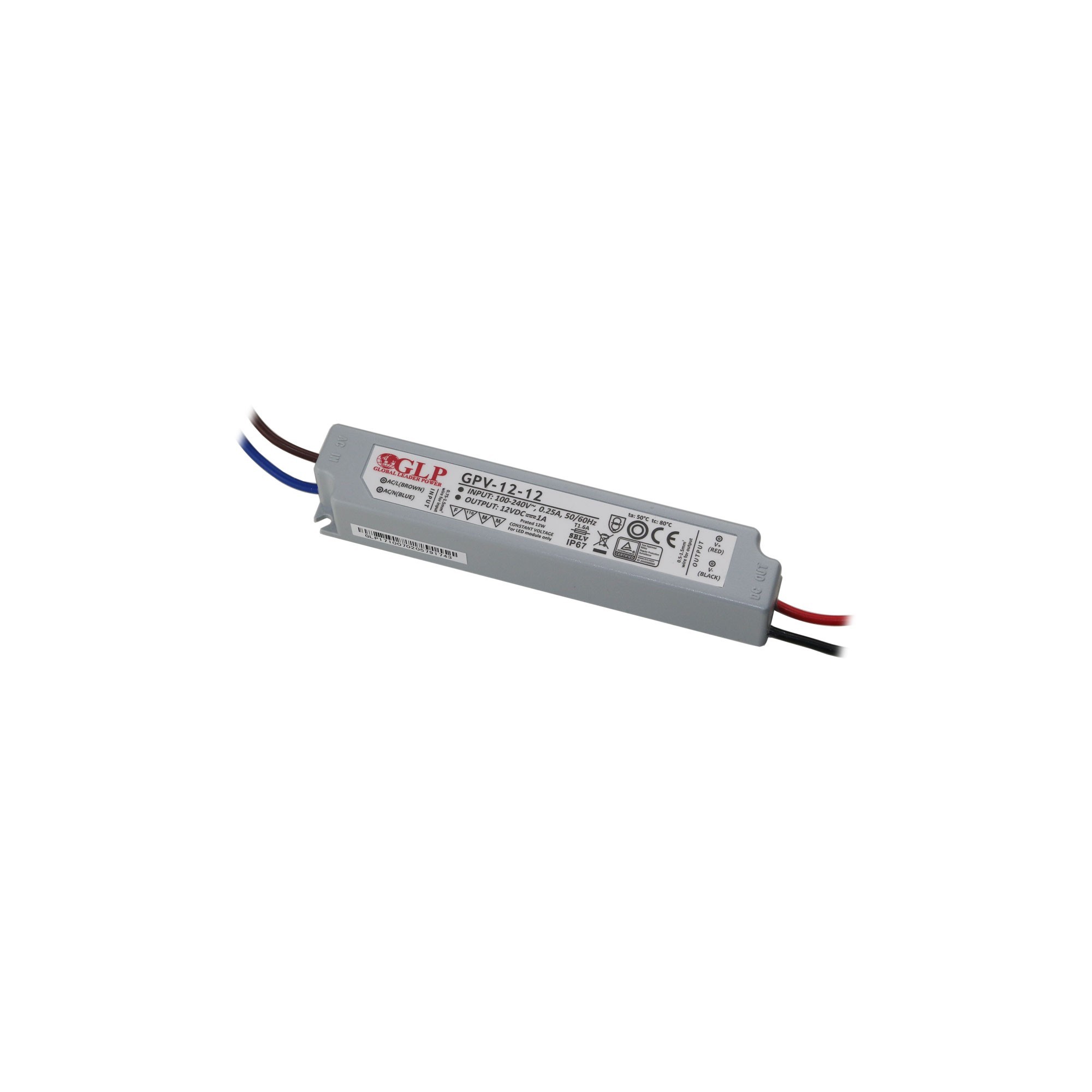 LED voeding constante spanning / 12V DC / 12W IP67 waterdicht