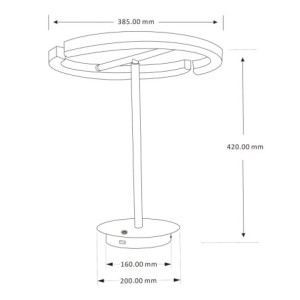LED tafellamp Vega 18W 3000K in zwart inclusief USB-oplader